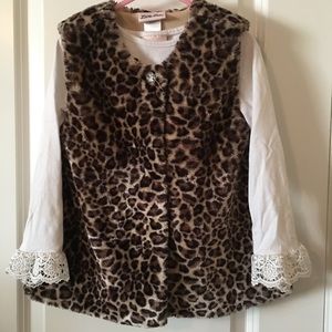 Little Girl Leopard Vest with Shirt